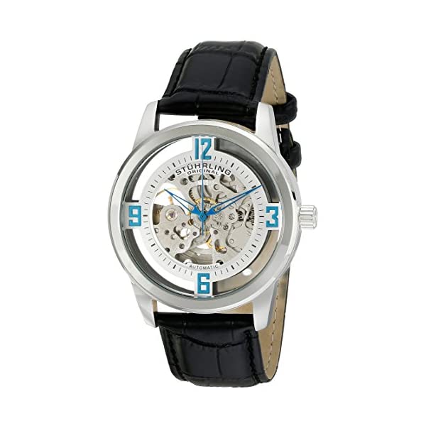 ストゥーリング 事あたらしい ウオッチ Stuhrling Original 877.01 自動小銃 自動小銃一巻き成人男性用 なめし革 本革 時辰儀 ご覧なさる Stuhrling Original Men\u0027s 877.01 Winchester Automatic Self-Wind Skeleton Black Genuine Leather Strap Watch