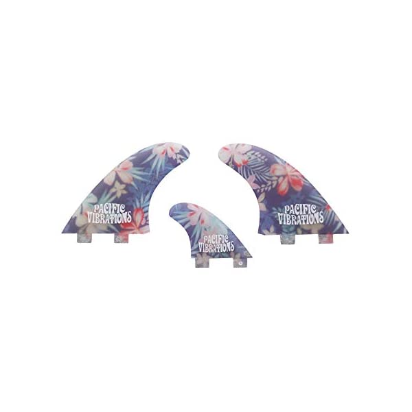 パシフィックバイブレーション サーフィン フィン サーフグッズ マリンスポーツ サーフボード ロングボード PACIFIC VIBRATIONS FCS Twin 2 + 1 Fins Surfboard 3 fin Set Fiberglass Flower Pattern 21,665円