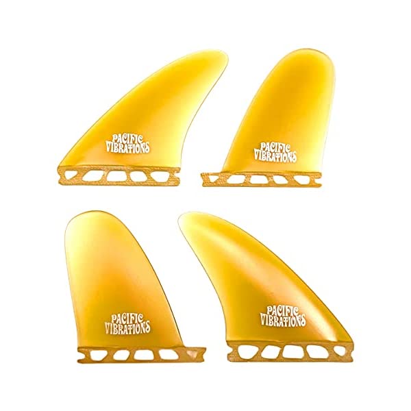 パシフィックバイブレーション サーフィン フィン サーフグッズ マリンスポーツ サーフボード ロングボード PACIFIC VIBRATIONS Futures Base Quad Speed Dialers Surfboard fins Yellow Fiberglass