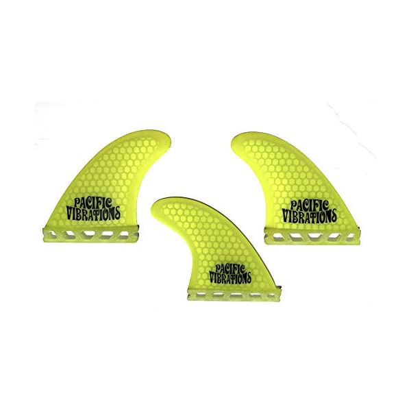 パシフィックバイブレーション サーフィン フィン サーフグッズ マリンスポーツ サーフボード ロングボード PACIFIC VIBRATIONS Futures 2.1 Surfboard Fins Kelly Slater Template TRI 3 Yellow Medium Size