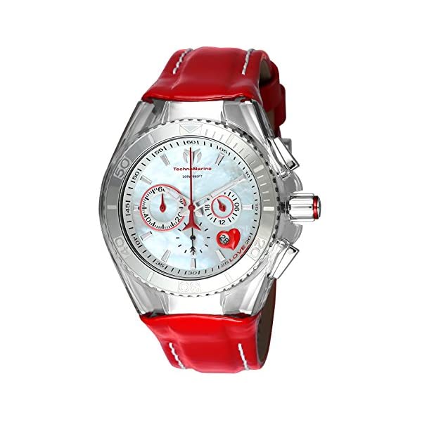 テクノマリーン 腕時計 ウォッチ 時計 レディース 女性用 Technomarine Women's Cruise Stainless Steel Quartz Watch with Leather Calfskin Strap, red, 26 (Model: TM-115312)|i-selection