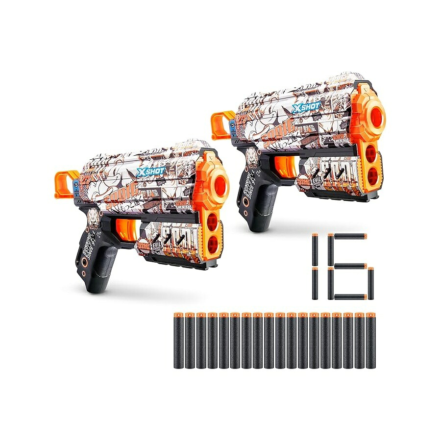 XSHOT 人はだ 磁場 - ソニック レトロ (2 容器に並べる + 16 ダーツ) ZURU 製、飾り気のないリロード、エアポケットダーツテクノロジー、小わっぱ、青二才、成年者向けの手あそびのフォームダーツブラスター、欲求不満無償性包み XSHOT Skins Flux - Sonic Retro (2