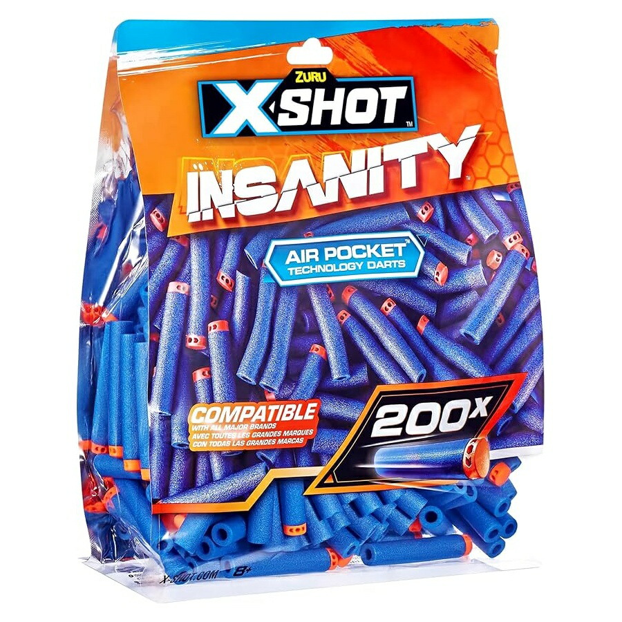 X-Shot Insanity 200PK リフィルダーツホイルバッグ XS-36624 X-Shot Insanity 200PK Refill Darts Foilbag, XS-36624