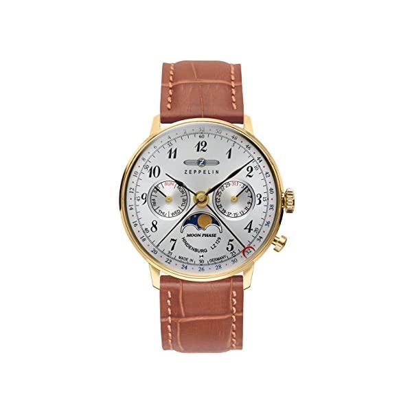 ツェッペリン 腕時計 ZEPPELIN 時計 ウォッチ レディース 女性用 Zeppelin LZ129 Hindenburg Ladies watch Silver dial Gold case Moon phase 7039-1