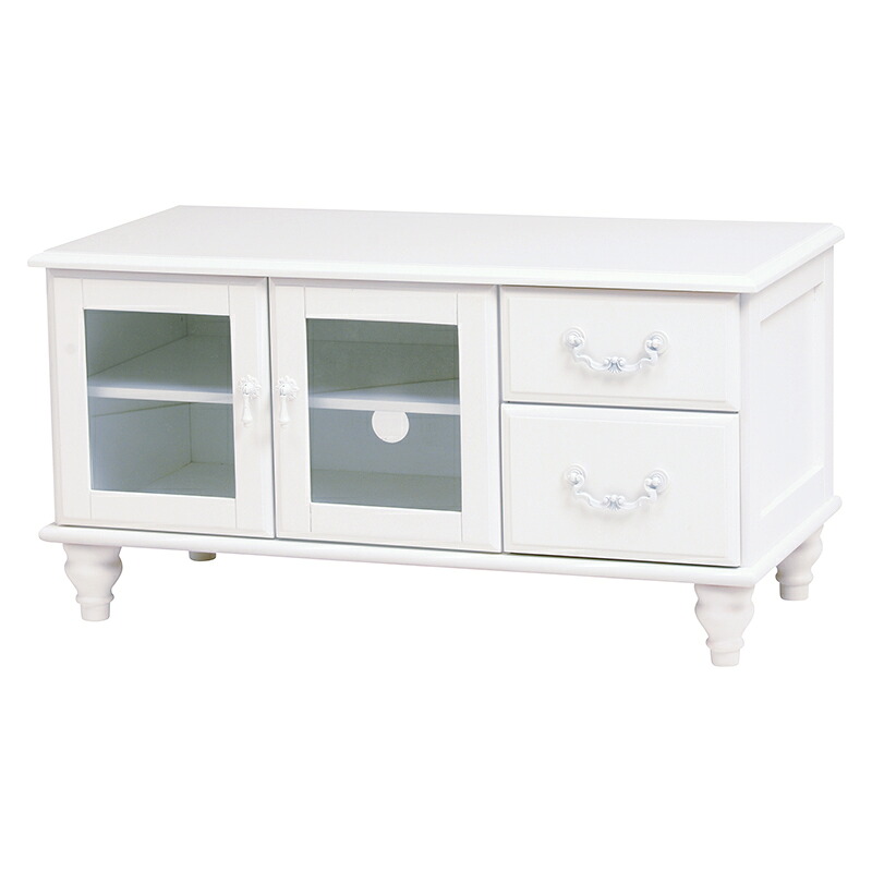 TV台 (ホワイト) MTV-5773WH 幅88cm テレビ台 TVボード 引き出し 収納チェスト 上品|レザーケアのインテリア・トゥデイ
