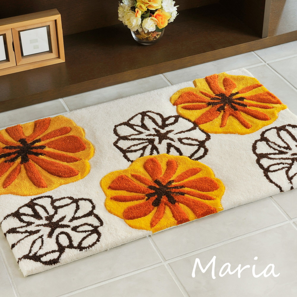 【店内全商品対象！ポイント3倍】 玄関マット マリア 約50×80cm 約70×120cm 洗える 滑り止め 花柄 フラワー 室内 屋内 エントランスマット 萩原