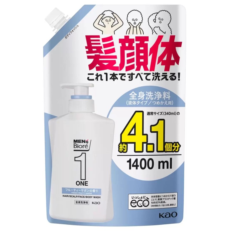 楽天市場】【送料無料】花王 メンズビオレONE 詰替え1400ml 髪顔体
