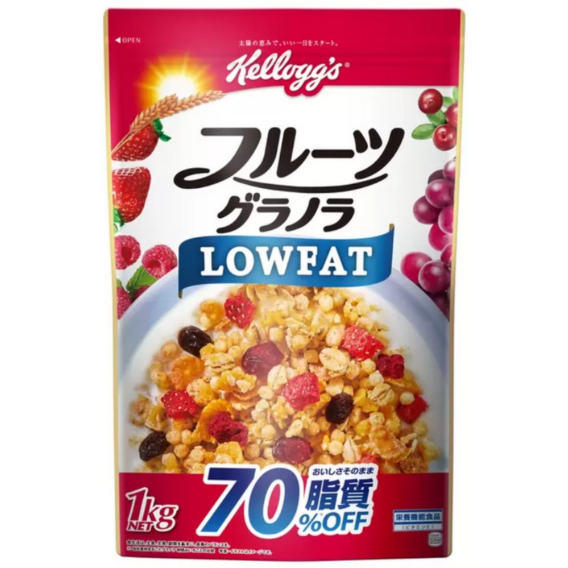 脂質OFF(ケロッグ フルーツグラノラ ローファット 1kg)グラノーラ シリアル 食物繊維 フレーク 朝食 1000g 581697