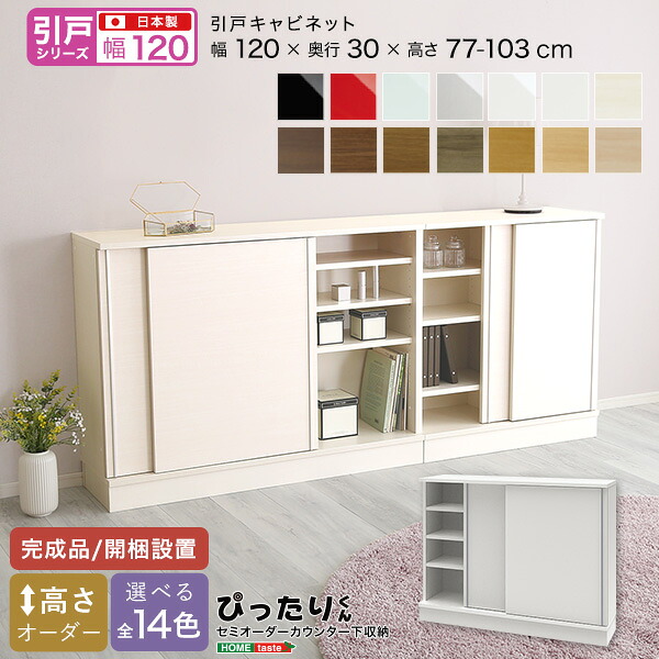 ＼P5倍 当店だけの大還元祭 期間限定 7/18～7/26／セミオーダー カウンター下収納 【引戸シリーズ】 キャビネット 幅120cm &times; 奥行30cm おしゃれ シンプル デザイン サイズオーダー 完成品 開梱設置 選べるカラー レイアウト 日本製 スタイリッシュ｜TRON 店