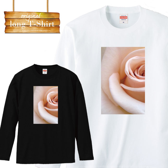 楽天市場 ロンt 長袖 トップス 長袖シャツ カットソー ローズ 薔薇 花柄 パステル 淡い 花びら 植物 シンプル フェミニン エレガント 姫系 お洒落 可愛い かっこいい デザイン 人気 黒ロンt 白ロンt おすすめ Tron 楽天市場店