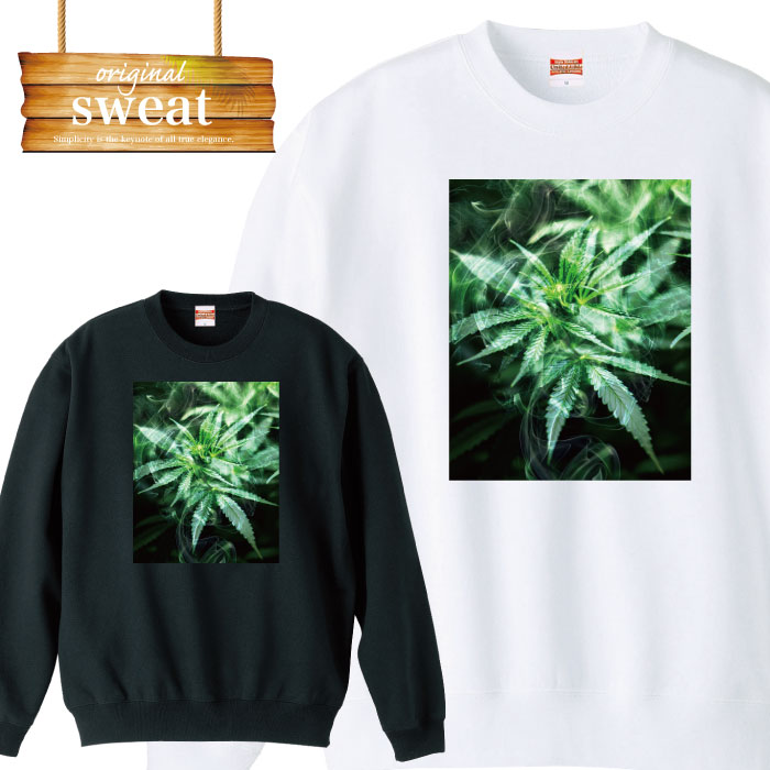 【※10%OFF 割引クーポン対象※ マラソン限定配布！4/4 20:00～4/10 01:59】 スウェット トレーナー 長袖 street ストリート 植物 hiphop 草 レゲエ プリント オリジナル 男女兼用 メンズ レディース アパレル 秋冬 裏パイル生地 綿100% S M L XL XX