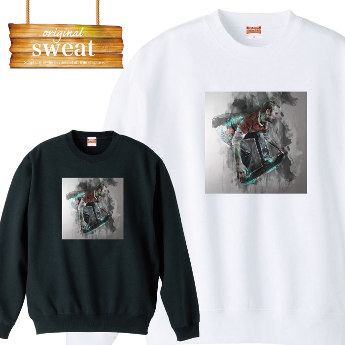 【※10%OFF 割引クーポン対象※ マラソン限定配布！4/4 20:00～4/10 01:59】 スウェット トレーナー 長袖 sk8 西海岸 ロサンゼルス スケボー ベニスビーチ スケートボード オーリー olly スケーター 写真 男女兼用 メンズ レディース アパレル 秋冬 裏