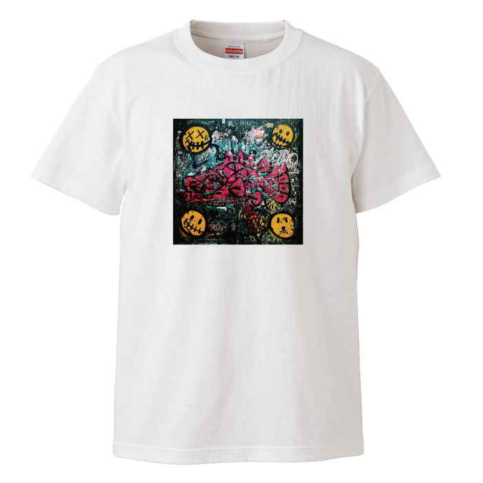 楽天市場 Tシャツ 半袖 トップス 半袖シャツ カットソー スマイル ニコちゃんマーク イラスト 手書き風 ポップ ストリート スプレー 落書き カラフル お洒落 可愛い かっこいい デザイン 人気 黒tシャツ 白tシャツ おすすめ Tron 楽天市場店