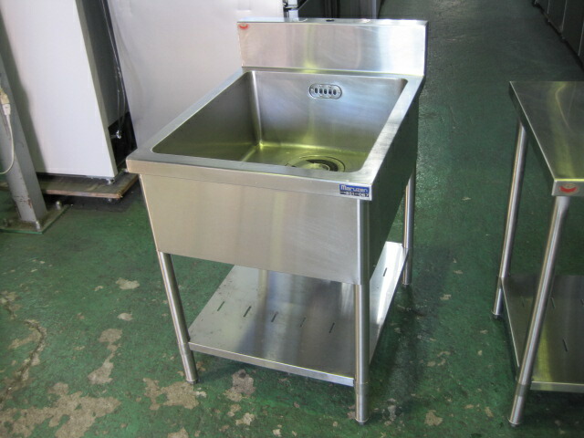 【中古】1槽シンク　C7701　BGあり(H150xD60mm)　［W600xD750xH800mm］