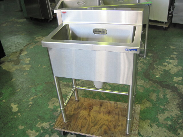 【中古】1槽シンク　C8564　BGあり(H100xD60mm)　※三方枠　［W600xD400xH800mm］｜ヤマチュー店