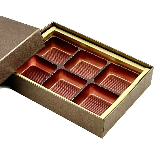 貼箱ドリーム 茶 4ケ用(30枚)チョコレート箱 内寸77×77×20mm ブラウン パッケージ中澤 ※商品写真は6ケ用です(取寄せ商品)(北海道・沖縄への発送は行っておりません)|包装資材と菓子材料販売のi-YOTA