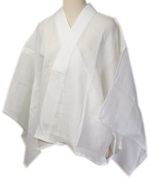 お上さん夏用本麻100％半はだ着 絽の白半衿へばり着く物袖M/L大いさ 夏のはだ着入り代わり お上さん麻肌襦袢レディース 日本製 貨物輸送無料