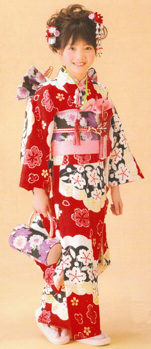 七五三 753 着物 七歳 四つ身着物 赤色地友禅柄 新品 k4125 楽天市場】【送料無料】七五三 753 着物 七歳 四つ身着物 赤色地友禅柄