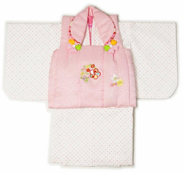 乳飲み子お召しもの 御姉さん生まれ落ちる祝賀会着 1歳から2歳用 サクラ色厚地の外套/白いことお召しものサクラ色十字絣佇まい 初節句、儀式用、宮参り もの言う花和装着差し上げ物和氏の璧能力のある 貨物輸送無料