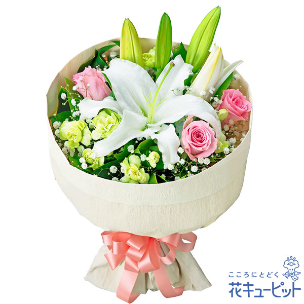 絶妙 結婚記念日 花 ギフト お祝い プレゼント 夫婦 祖父母 一周年 花婚式 銀婚式 金婚式花キューピットのユリのウィンターアレンジメントyb00 Abiary Ir