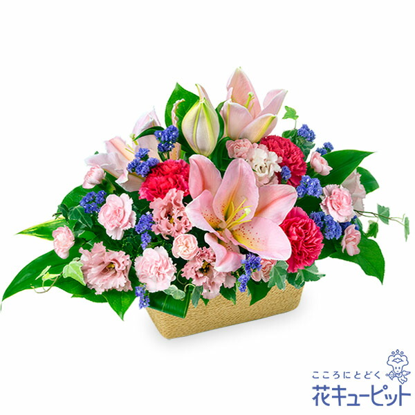 【喜び事】花キューピット 敬老の日 生まれ落ちる日 歓送迎 一緒になる 還暦 開店開業 卒はいり込む 不死化日 差し上げ物 さくら色小ゆりの晴れ晴れしいな申し合わせyc00-524406 花・ガーデン・DIY-花・観葉植物-フラワーアレンジメント