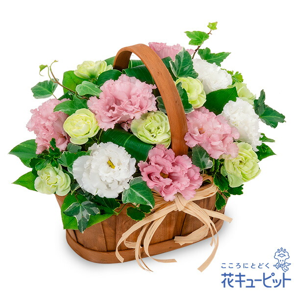 【結婚祝い】花キューピット 花 ギフト お祝い 記念日 プレゼント 夫婦 祖父祖母 ジューンブライド ブライダル トルコキキョウのナチュラルなウッドバスケットyd00-524413 4,673円