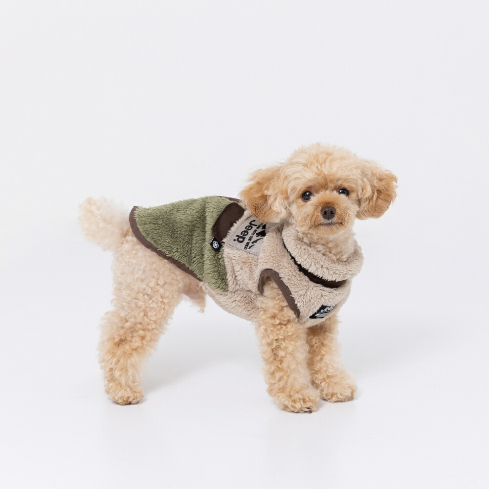 JEEP(R) Jeep Boa Zipper Vest Dog Clothes, Autumn/Winter, Pet Wear, Dog Clothes, Miniature Dachshund, Easy to Wear, Open Back, Cold Protection, Zipper, Cute, Stylish