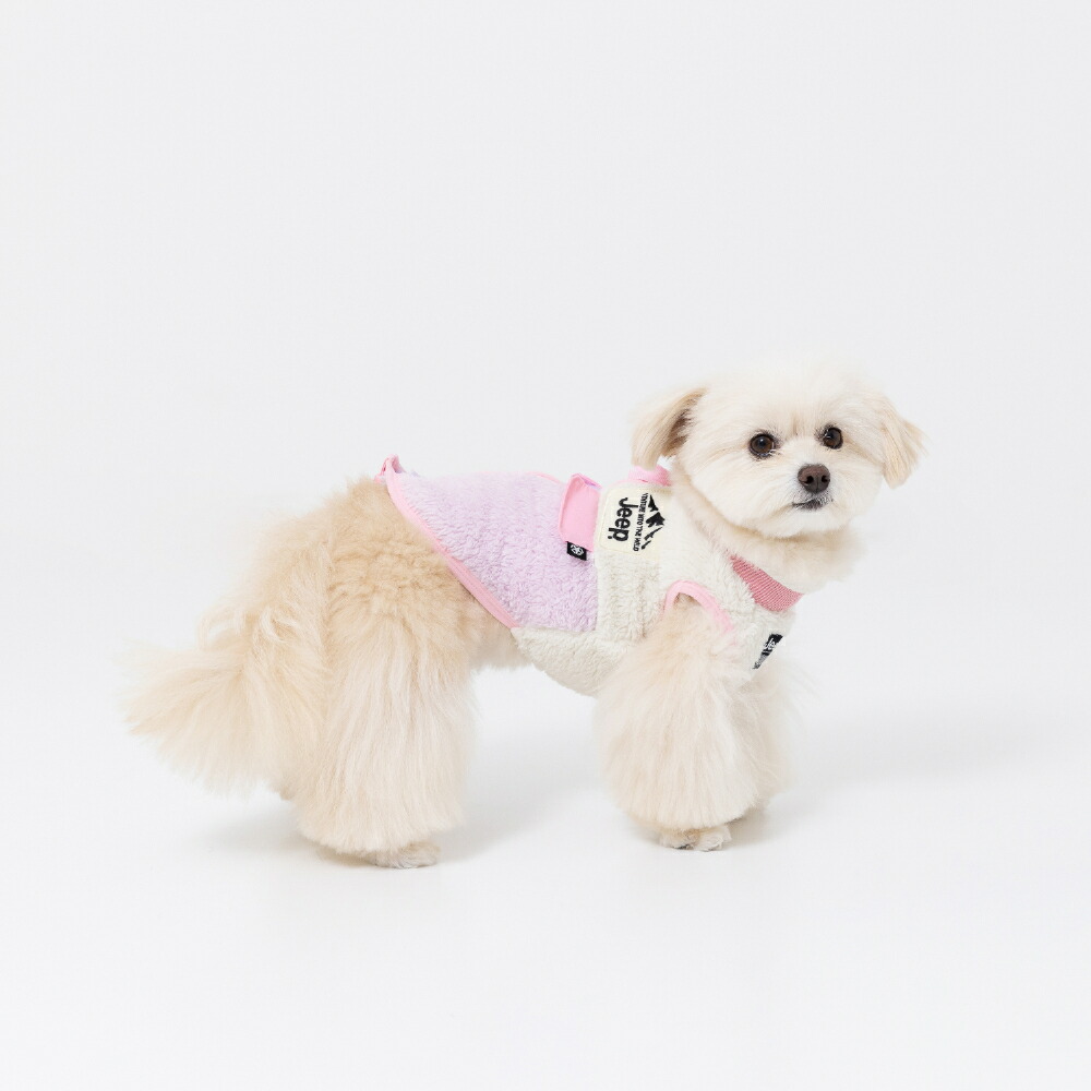 JEEP(R) Jeep Boa Zipper Vest Dog Clothes, Autumn/Winter, Pet Wear, Dog Clothes, Miniature Dachshund, Easy to Wear, Open Back, Cold Protection, Zipper, Cute, Stylish