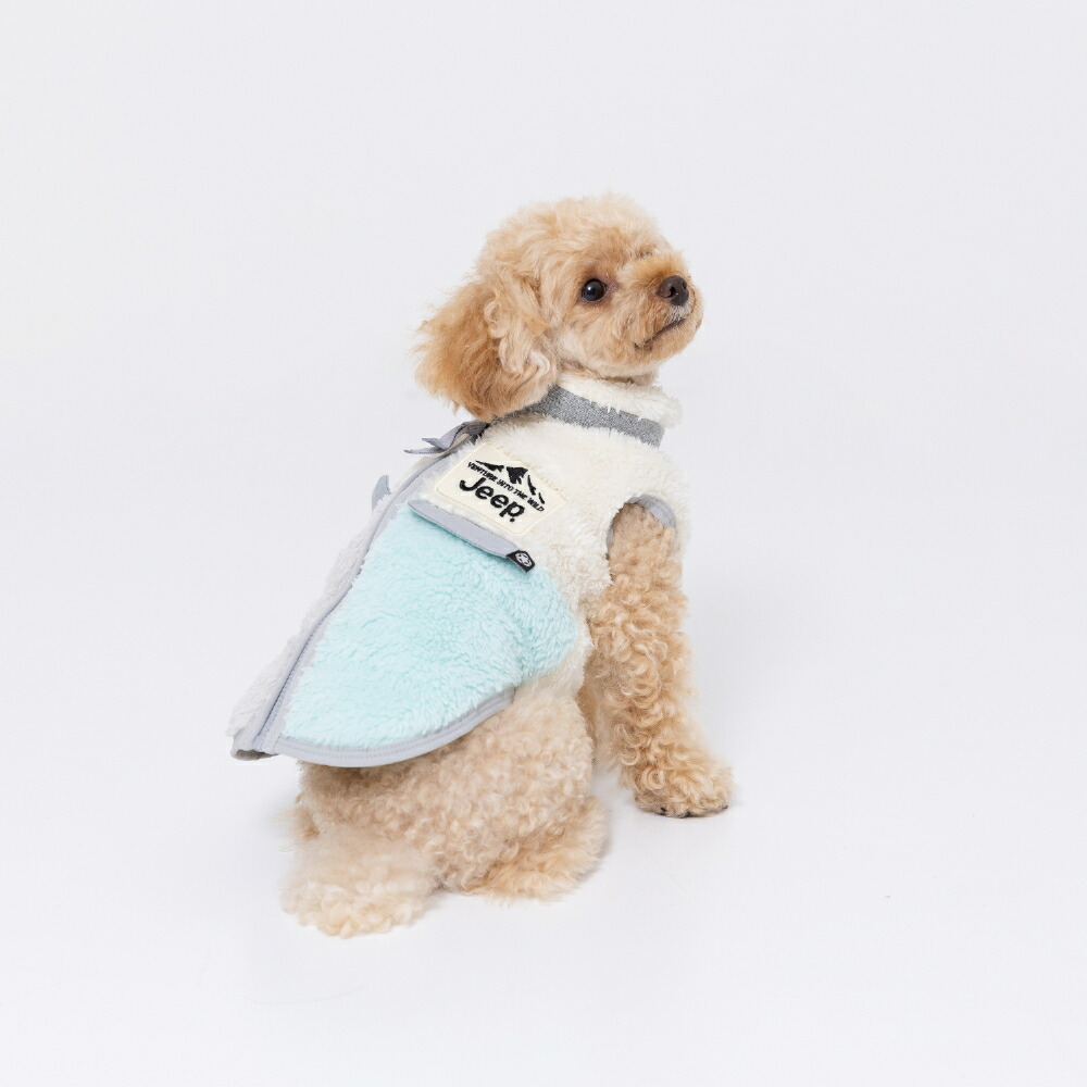 JEEP(R) Jeep Boa Zipper Vest Dog Clothes, Autumn/Winter, Pet Wear, Dog Clothes, Miniature Dachshund, Easy to Wear, Open Back, Cold Protection, Zipper, Cute, Stylish