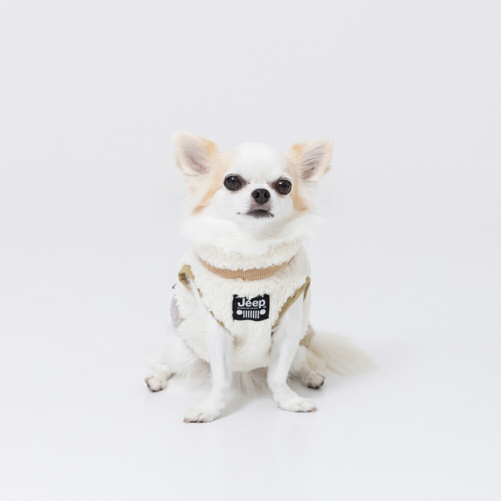 JEEP(R) Jeep Boa Zipper Vest Dog Clothes, Autumn/Winter, Pet Wear, Dog Clothes, Miniature Dachshund, Easy to Wear, Open Back, Cold Protection, Zipper, Cute, Stylish