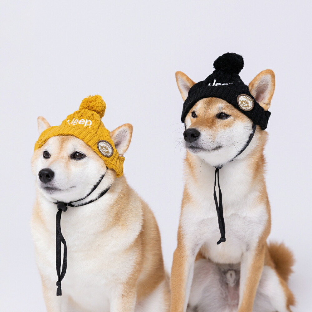 [8/15 Limited Time Offer: 10x Points] [Buy 3 or Get 50% Off Coupon] [JEEP(R)] Jeep Pet Knit Hat, Black/Beige, Cute Dog Hat for Dogs and Cats, Perfect for Walks, Outings, and More. Stylish, Warm, and Cold Protection. Includes a Drawstring.