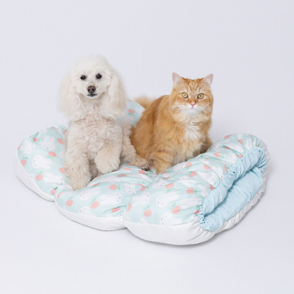 [Buy 2 and get 10% off with this coupon!] New Product [Miffy] Miffy Apple Cool Mogurin Bed for Dogs and Cats, Pet Bed, Pet House, Pet Cushion Mat, Spring/Summer Cooling Bedding, 2-Way, Tunnel-Shaped, Striped