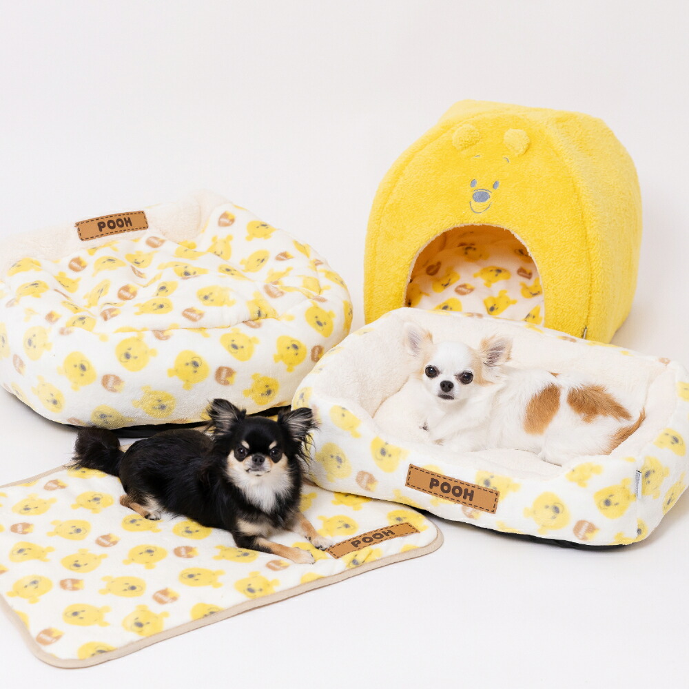 【Disney】ディズニープーさんフェイスボアラウンドベッドペットベッドペットベットブランケットペット用クッション犬用猫用秋冬あったか寝具マットうさぎウサギ猫ベッド犬ベッドかわいい防寒寒さ対策