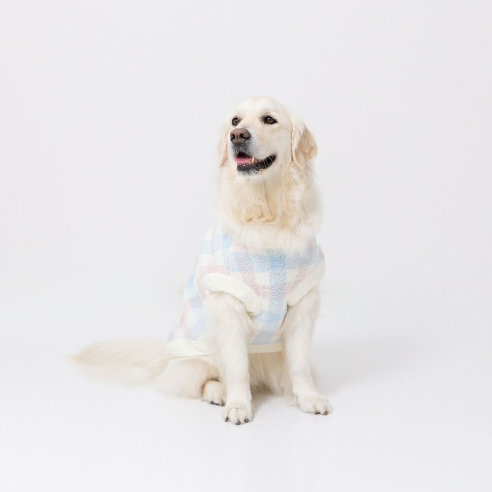 Miffy Check Chenille Knit Dog Clothes for Medium and Large Dogs, Autumn/Winter Clothes, Pet Wear, Cute and Stylish, Warm and Fluffy, Cold Protection, Perfect for Walks and Outings