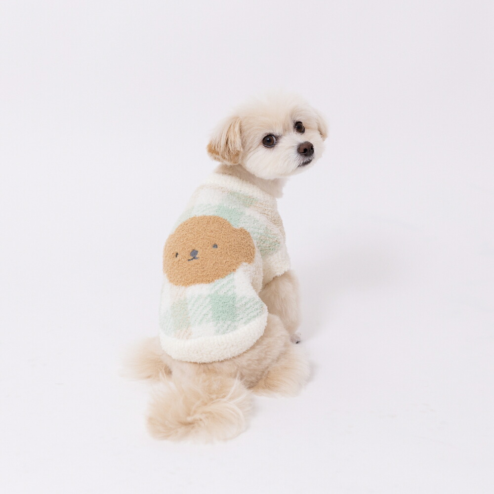 [Miffy] Miffy Boris Check Chenille Knit Dog Clothes, Autumn/Winter Clothes, Pet Clothes, Dog Clothes, Miniature Dachshund, Cute, Stylish, Warm, Fluffy, Cold Protection, Perfect for Walks and Outings