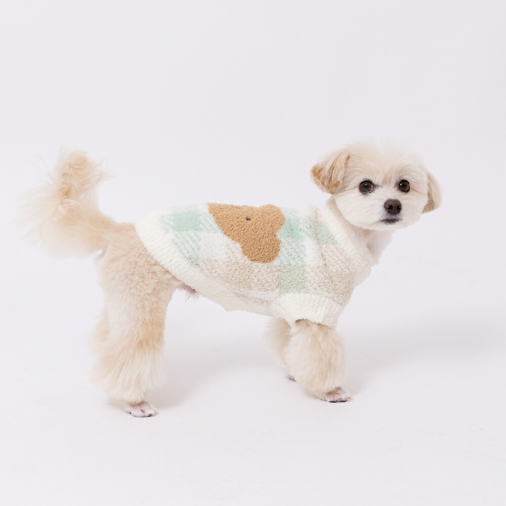 [Miffy] Miffy Boris Check Chenille Knit Dog Clothes, Autumn/Winter Clothes, Pet Clothes, Dog Clothes, Miniature Dachshund, Cute, Stylish, Warm, Fluffy, Cold Protection, Perfect for Walks and Outings