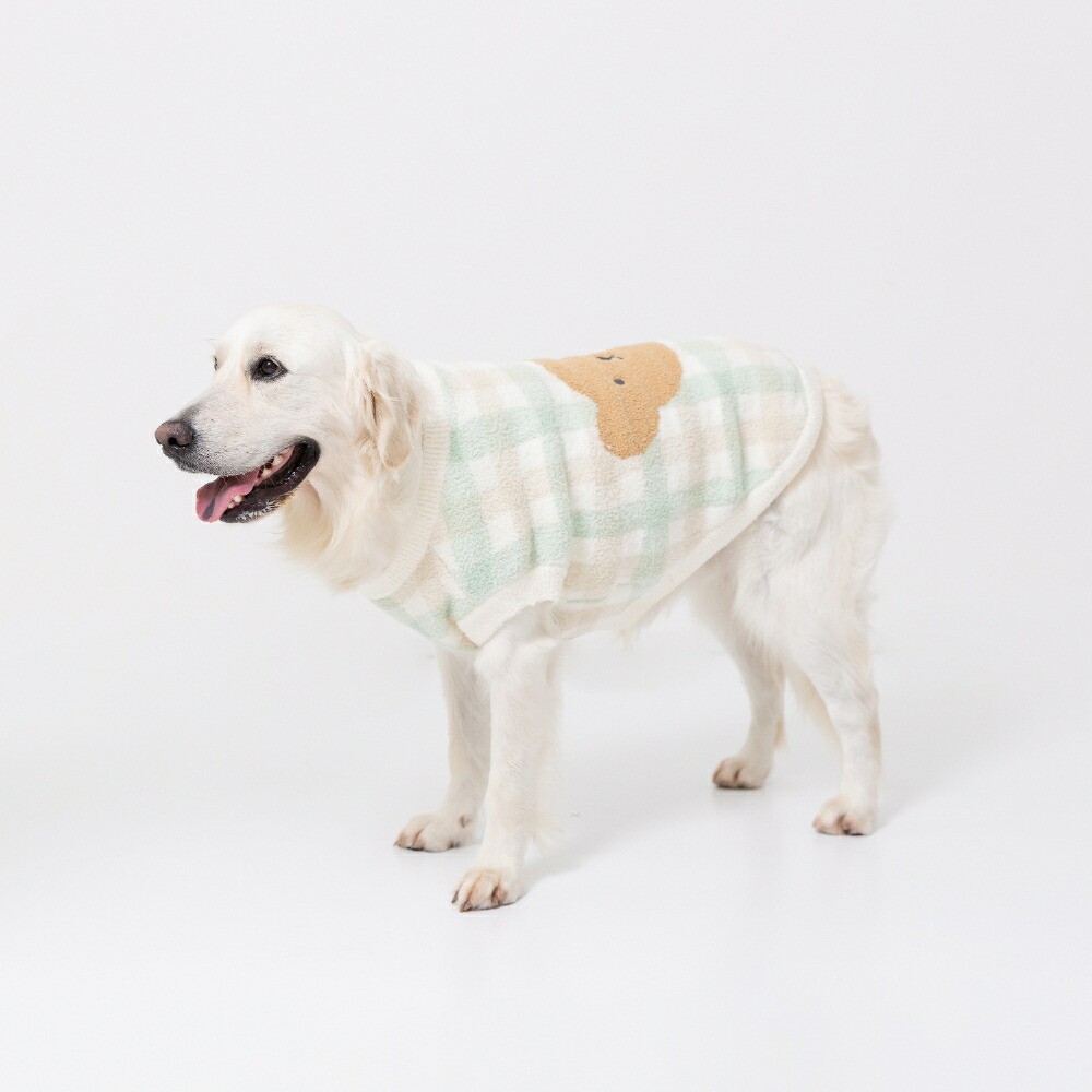 [Miffy] Miffy Boris Check Chenille Knit Dog Clothes for Medium and Large Dogs, Autumn/Winter Clothes, Autumn Clothes, Winter Clothes, Pet Clothes, Cute and Stylish, Warm and Fluffy, Cold Protection, Perfect for Walks and Outings