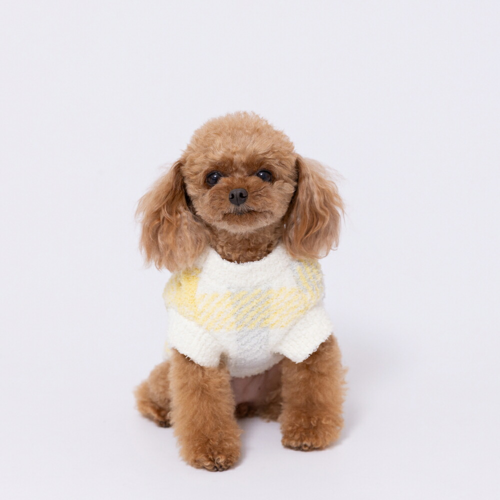 【PEANUTS】ピーナッツSNOOPYスヌーピーチェックシェニールニット犬いぬ犬服秋冬服秋服冬服ペットウェアドッグウェアミニチュアダックスかわいいおしゃれあったかもこもこ防寒寒さ対策お散歩お出掛け