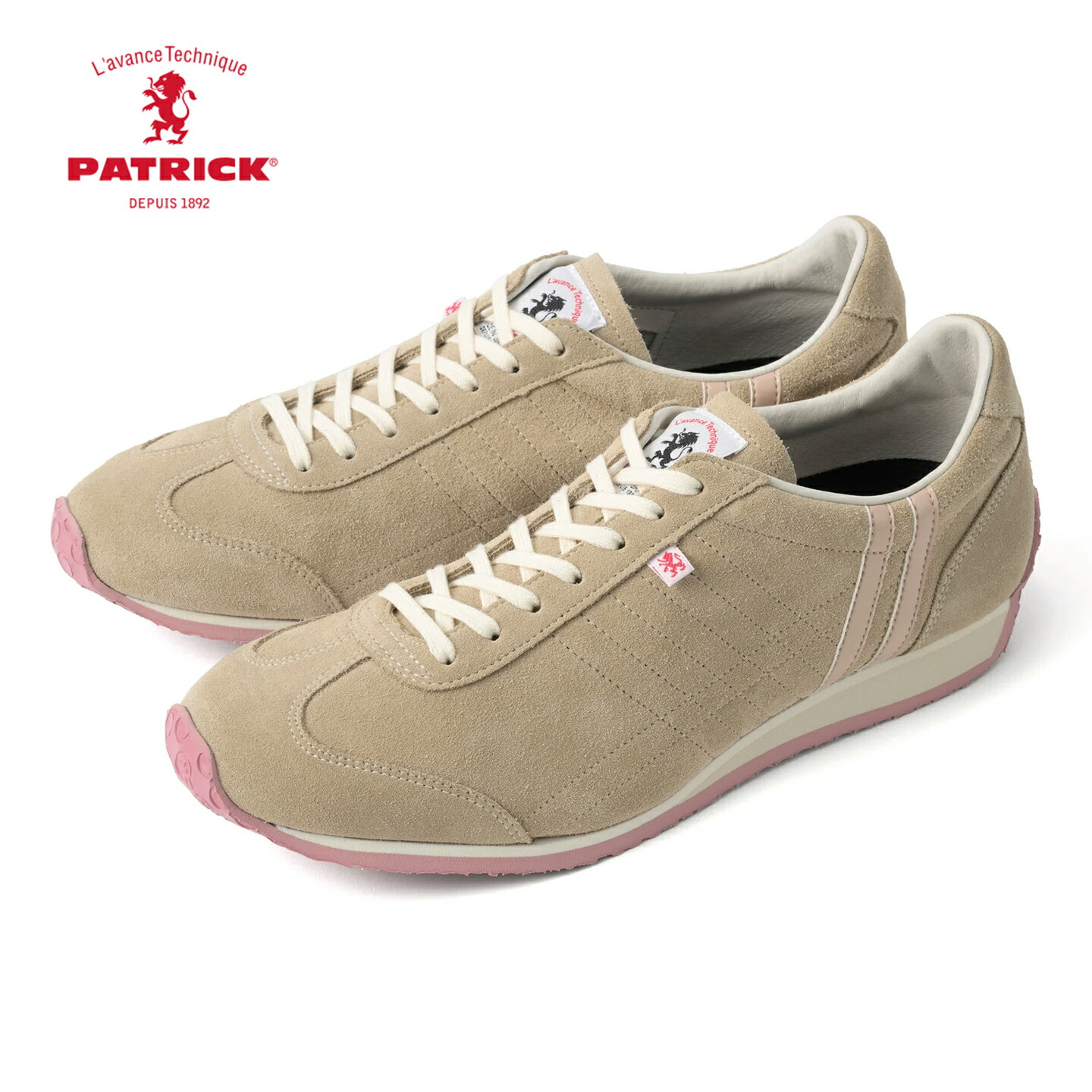 ■ PATRICK パトリック  582553 beige ベージュ IRIS-VR 花ショウブ・天鵞絨 填まる感 ステアベロア 軽さ腹積もり エナメル調 疲れにくい 時節受け答え 釣りあい感 レトロモダン レディース スニーカー【置き目品】