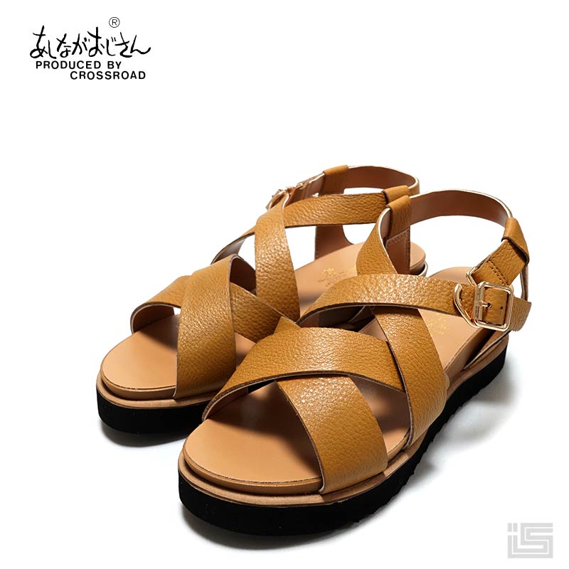 ■ あしながおじさん 2810539 Camel クロスベルトサンダルシームレス オープントゥ ひっかけベルト 牛革 【23ss】 レディースサンダル|イバラキヤ