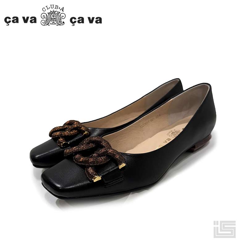 【 New Arrivals 】CAVACAVA サヴァサヴァ CA_1320651 Black ブラック オーナメントローヒールパンプス レディース 2.0cmヒール 【正規取扱店】 【 25ss 】|イバラキヤ