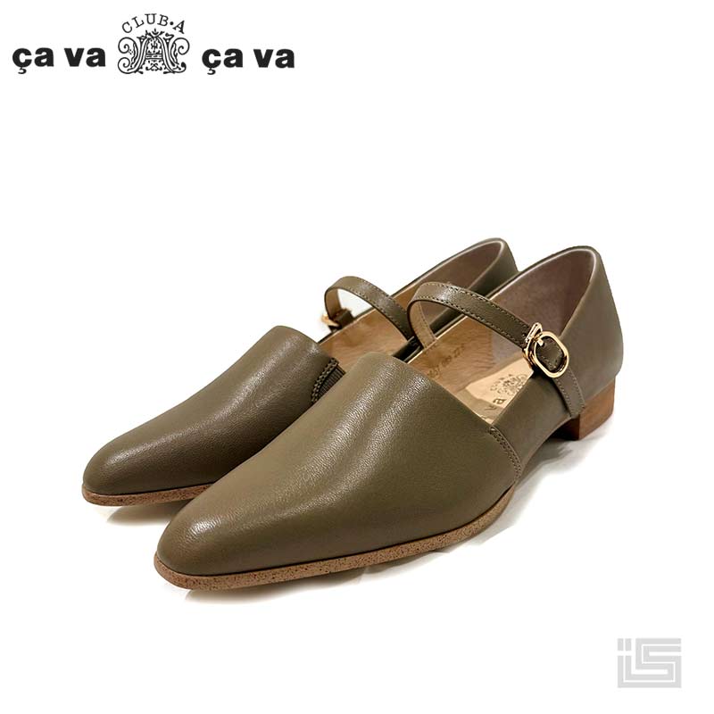 【 New Arrivals 】CAVACAVA サヴァサヴァ CA_1320657 Olive オリーブ Lカットストラップシューズ レディースパンプス 2.0cmヒール【正規取扱店】 【 25ss 】｜イバラキヤ