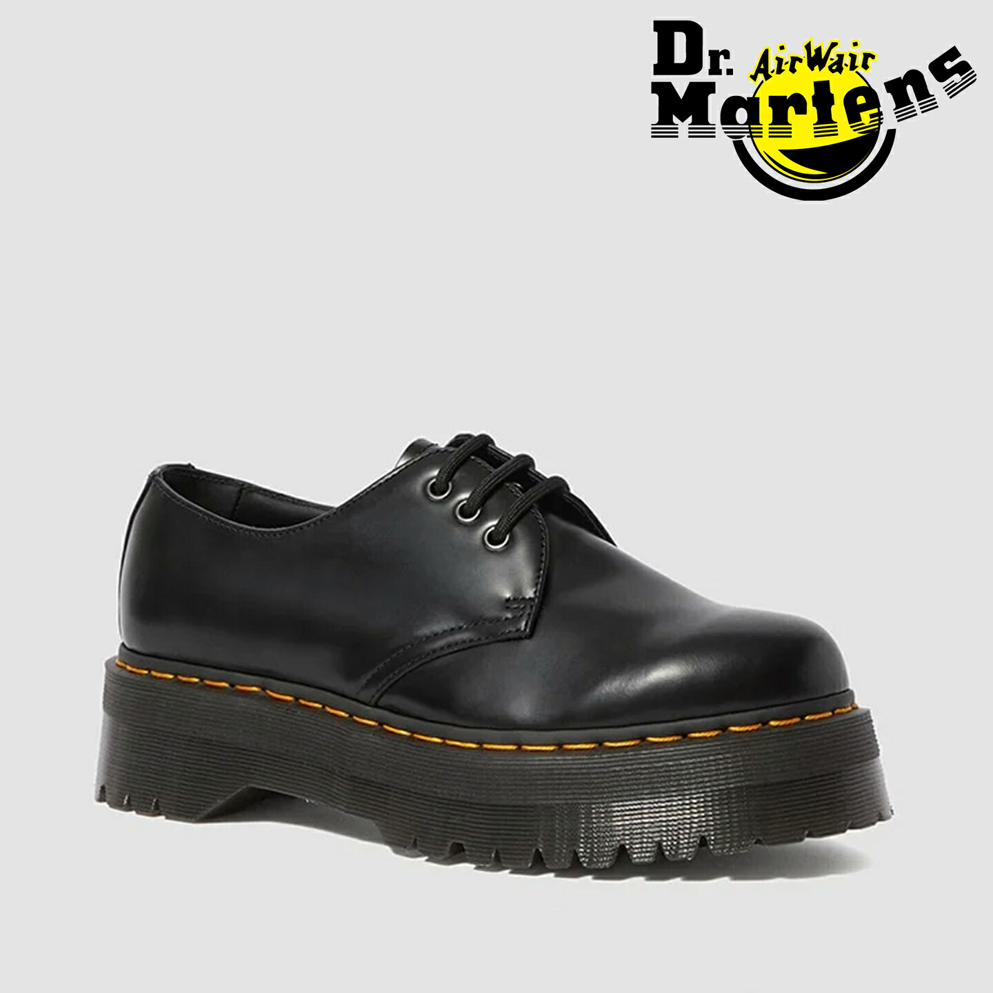 ■ Dr.Martens ドクターマーチン 25567001 black ブラック 1461 QUAD 3 ホール シューズ スタックソール 頑丈 イエローステッチ 光沢感 クラシック 安定感【正規品】｜イバラキヤ 20,790円