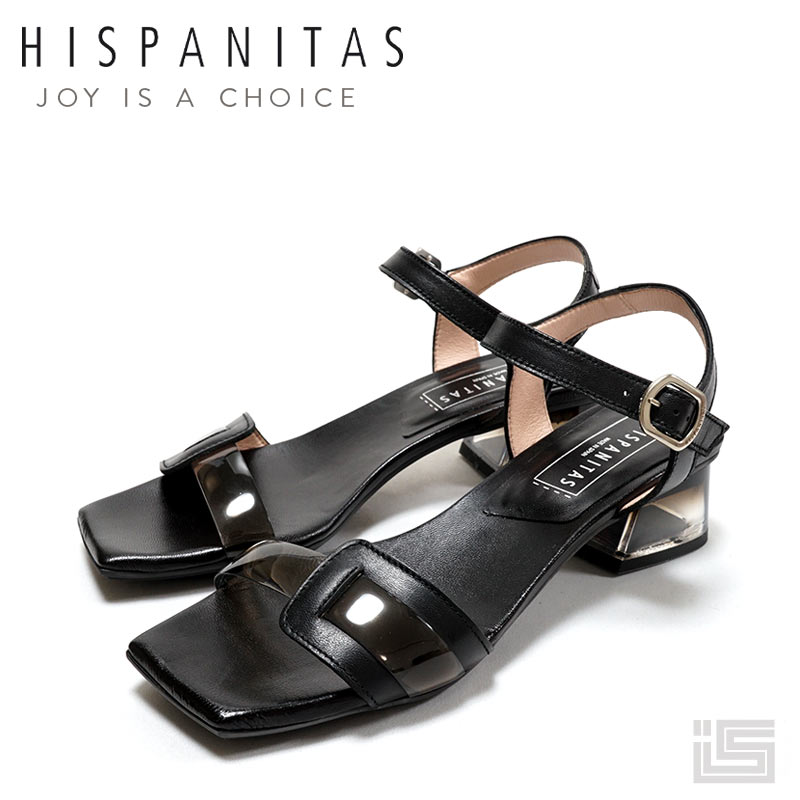 ★ HISPANITAS ヒスパニタスHV221948 Blackアシメ クリアヒール オープントゥ ストラップサンダルレザーサンダル レディースシューズ レディース スペインブランド