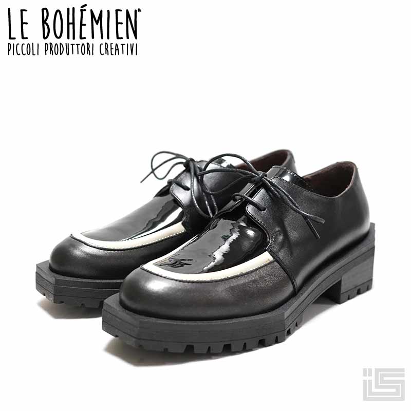 ◆ LE BOHEMIEN ボヘミアン K37-2 Black/C 黒いこと二人組 黒 スピード競技引き上げる 外機翼 U手当て デザインソール イタリア製 ホンブルグ帽なめし革【置き目取りまわし品】 【24aw】