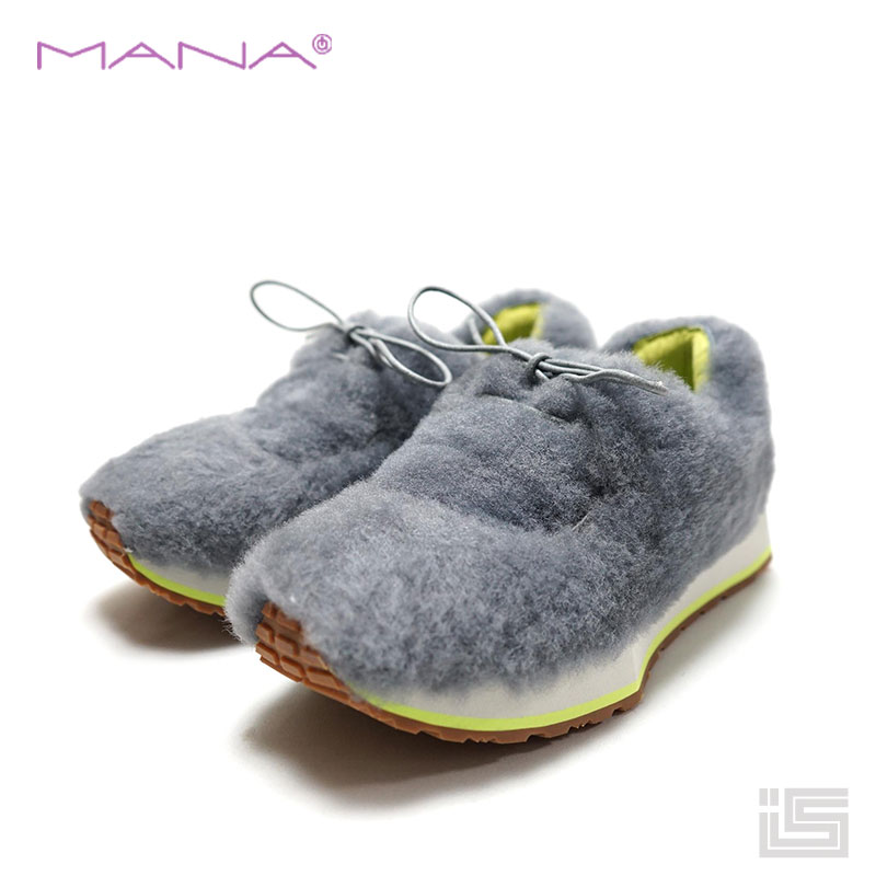 [s] 【返品・取り替えっこ不可】MANA マナ 546086 LightGrey 点火装置薄墨色 シープファー・スニーカー 今西優子 【24aw】【置き目品】