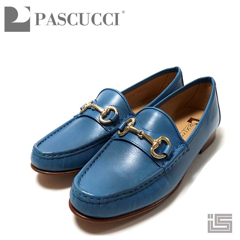 ◆ PASCUCCI パスクッチ 3238-2023 Blueビットローファー 本革 マニッシュ スリッポン モカシン 滑っこい レディース イタリア共和国 【23ss新作】【定め事品】 レディーススリッポン