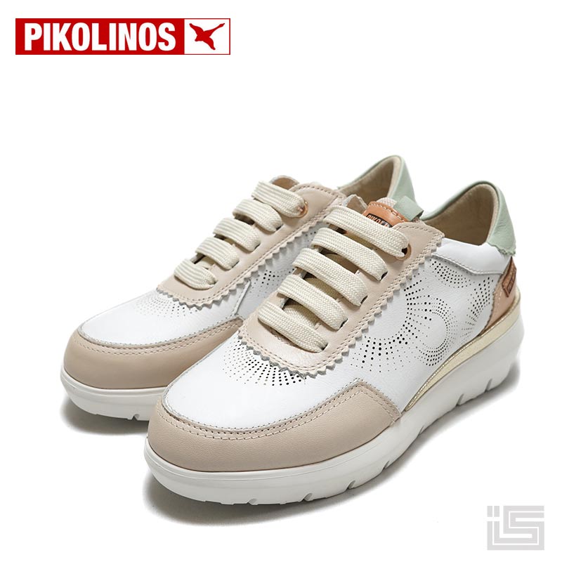 ◆ PIKOLINOS ピコリノス W2A-6653C1 White車輪モチーフ プラットフォーム スポーツシューズレディース レザーインソール 足裏サラサラ 厚底 スペインブランド【24ss】【正規品】【confort】