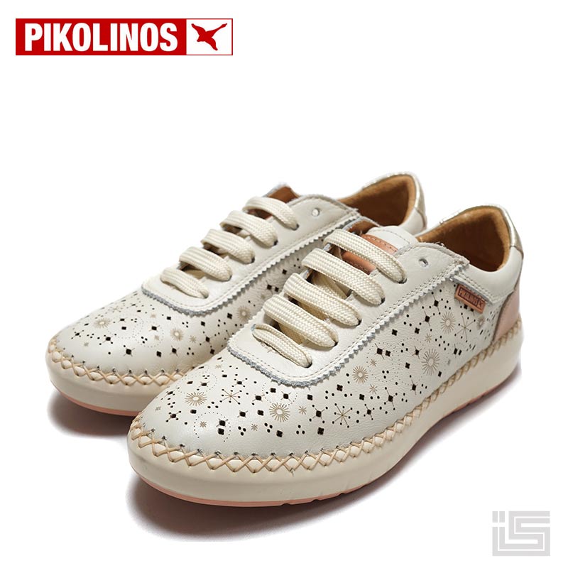 ■ PIKOLINOS ピコリノス W6B-6515C1 Ivoryスポーティな透かし彫りデザイン レースアップシューズ3cm レディース レザーインソール 足裏サラサラ 厚底 スペインブランド【24ss】【正規品】【confort】