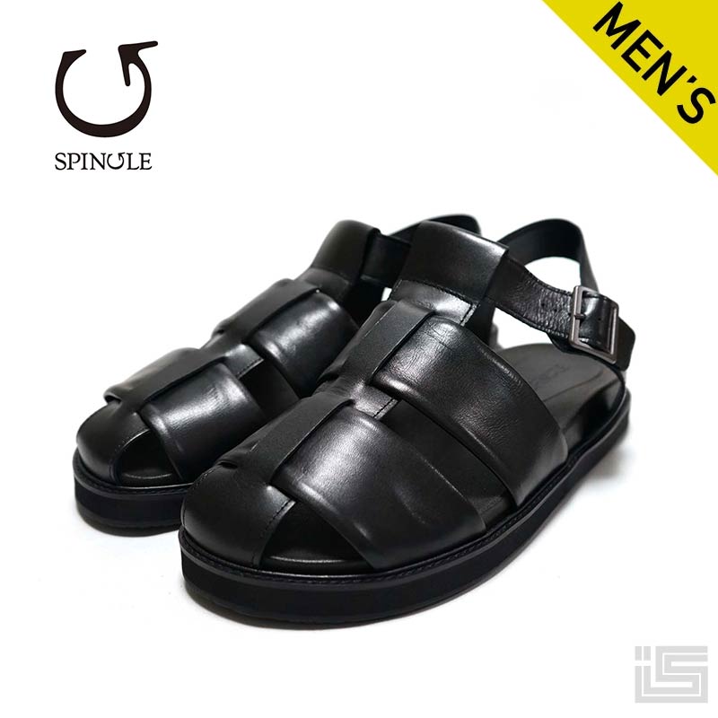 ■ SPINGLE SP-1714 Black 牛革グルカサンダル メンズサンダル 【24ss】|イバラキヤ